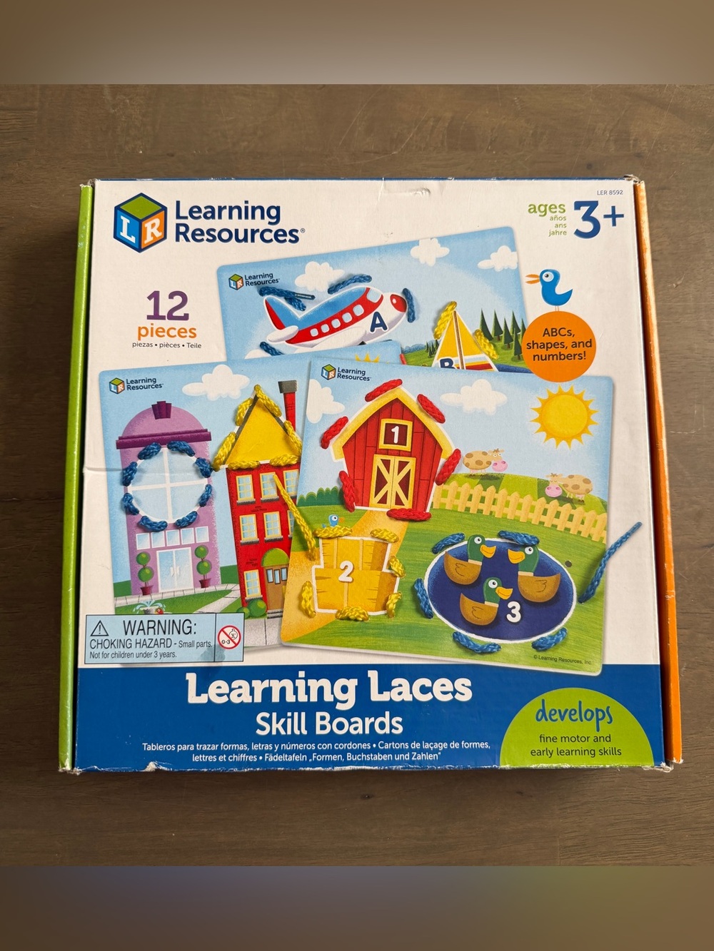 Learning Resources Learning Laces Skill Boards 12-Piece Set Minor Box Damage